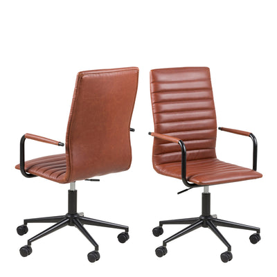 Winslow Swivel Desk Chair With Adjustable Height Function in Vintage Brandy – FTG