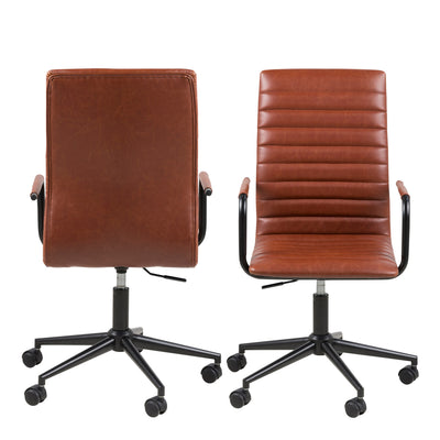 Winslow Swivel Desk Chair With Adjustable Height Function in Vintage Brandy – FTG, view 2