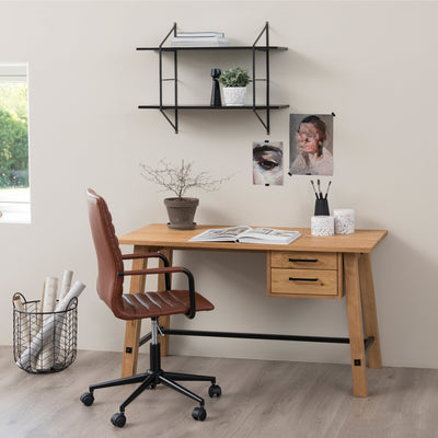 Winslow Swivel Desk Chair With Adjustable Height Function in Vintage Brandy – FTG, view 5
