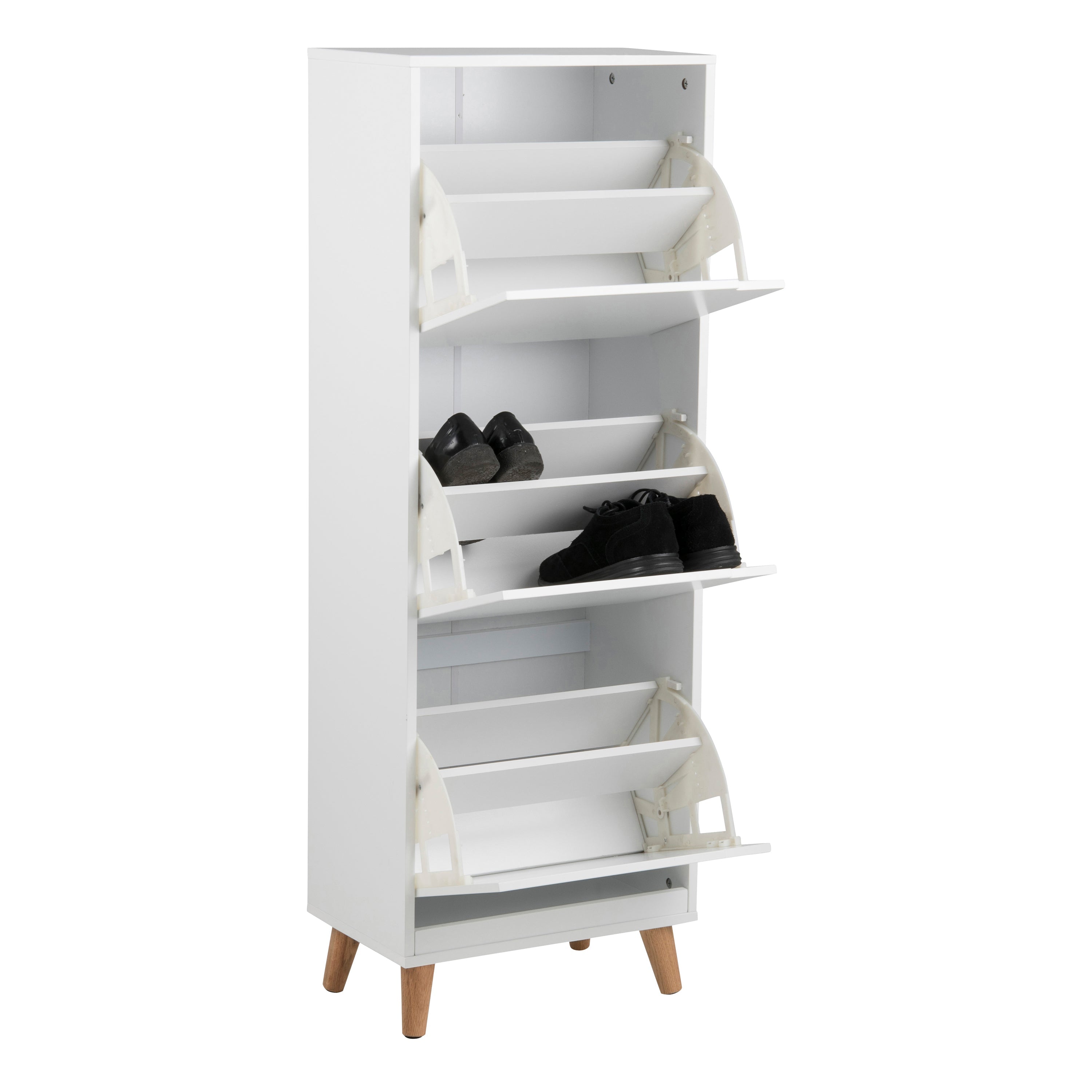 Mitra Shoe Cabinet 3 Flip Down Doors in White – FTG, view 6