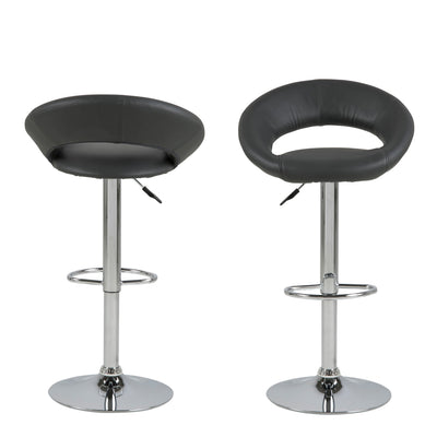 Plump Black Swivel Bar Stool with Open Back – FTG, view 2