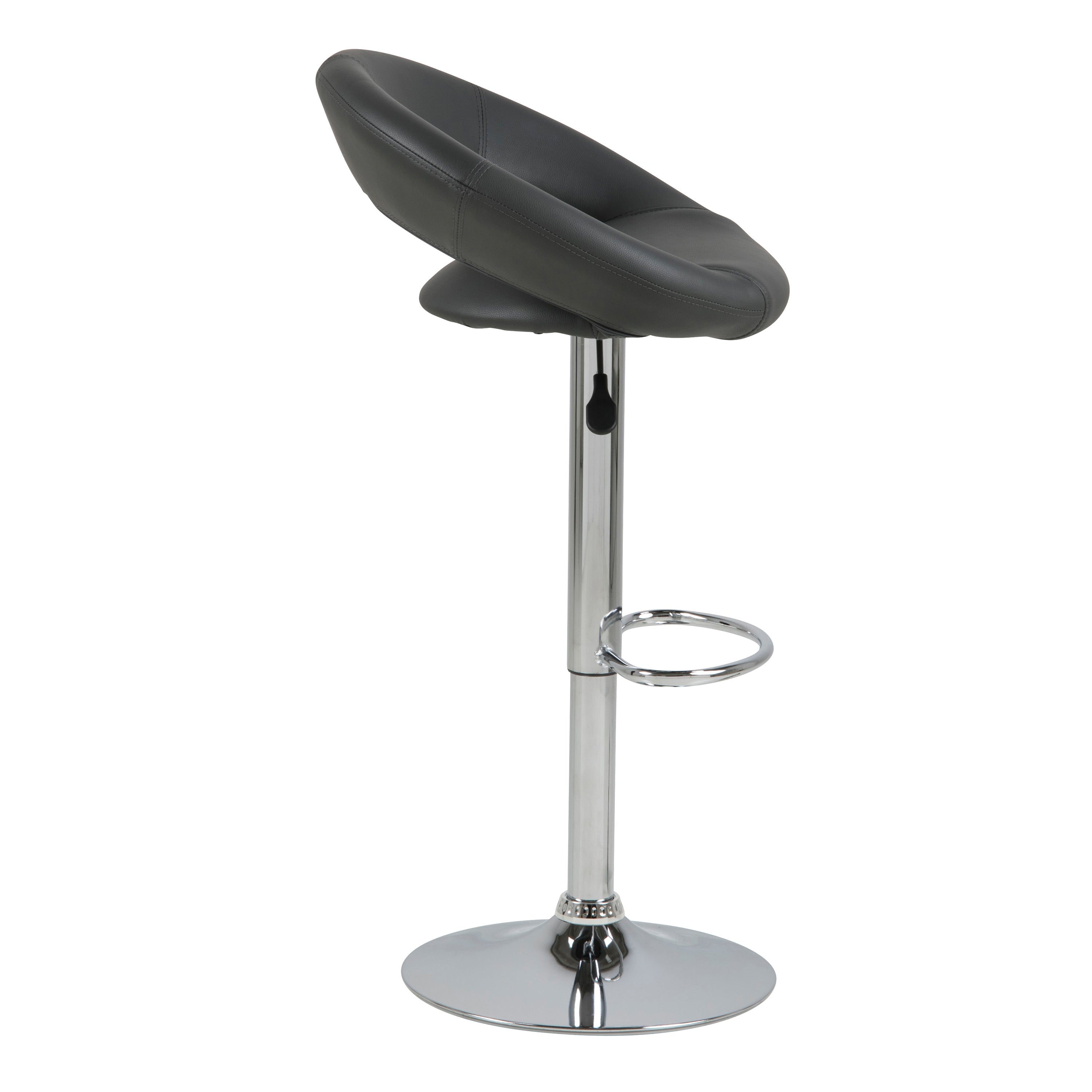 Plump Black Swivel Bar Stool with Open Back – FTG, view 3