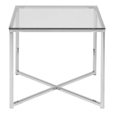 Cross Square Metal Side Table with Glass Top – FTG, view 2