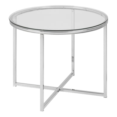 Cross Round Metal Side Table with Glass Top – FTG