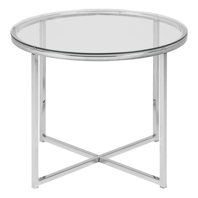 Cross Round Metal Side Table with Glass Top – FTG, view 2