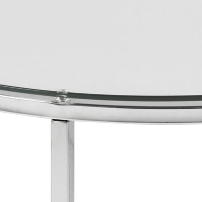 Cross Round Metal Side Table with Glass Top – FTG, view 4
