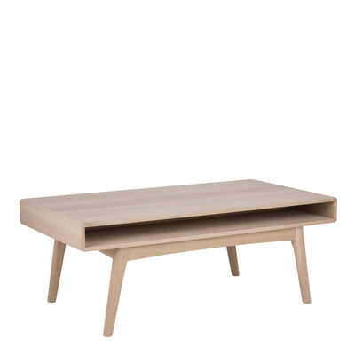Marte Coffee Table with Open Shelf in White Oak – FTG