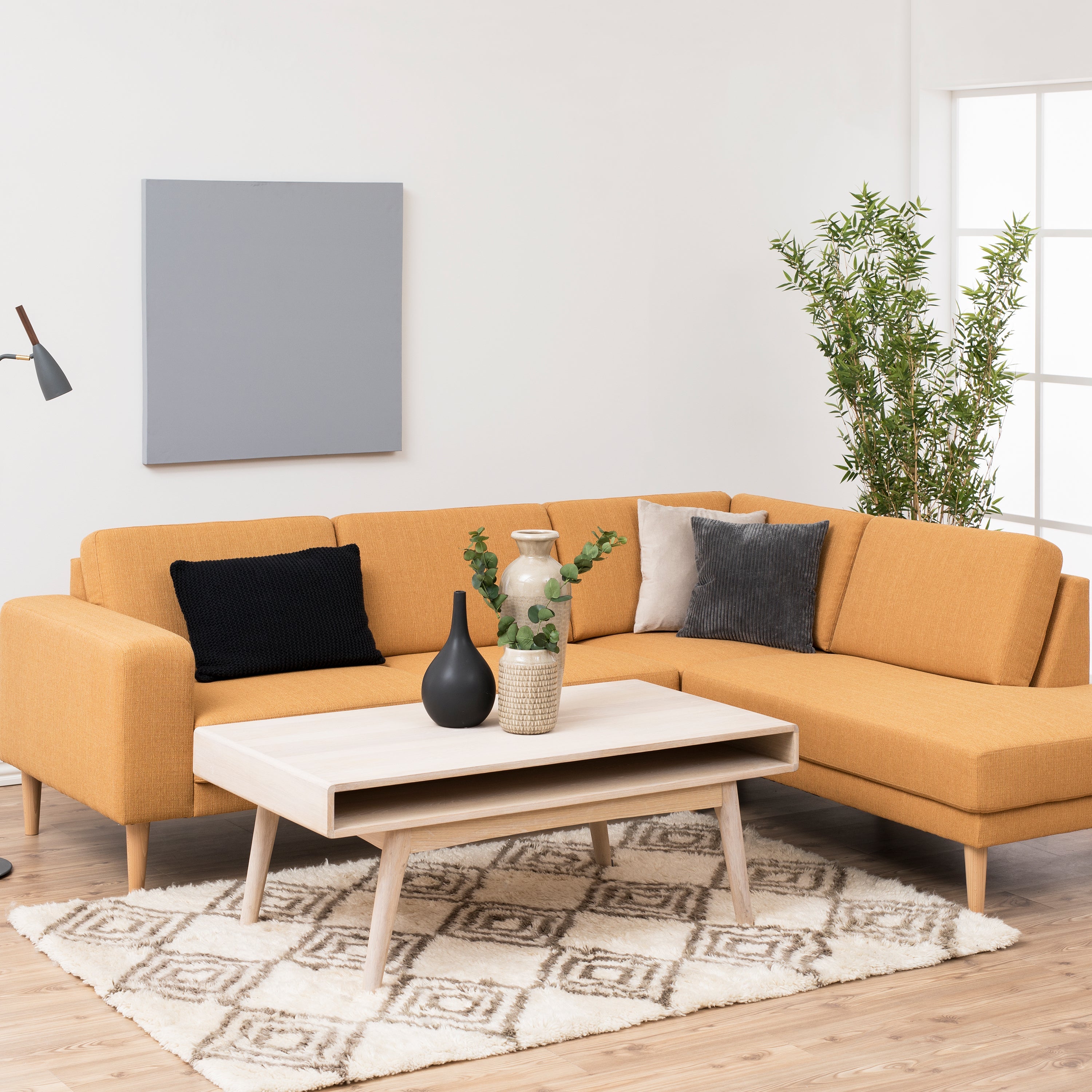 Marte Coffee Table with Open Shelf in White Oak – FTG, view 3
