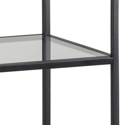 Seaford Narrow Black Metal Bookcase with 3 Glass Shelves – FTG, view 5