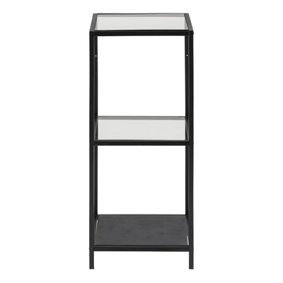 Seaford Narrow Black Metal Bookcase with 2 Glass Shelves – FTG, view 2