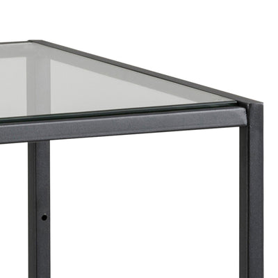 Seaford Narrow Black Metal Bookcase with 2 Glass Shelves – FTG, view 4
