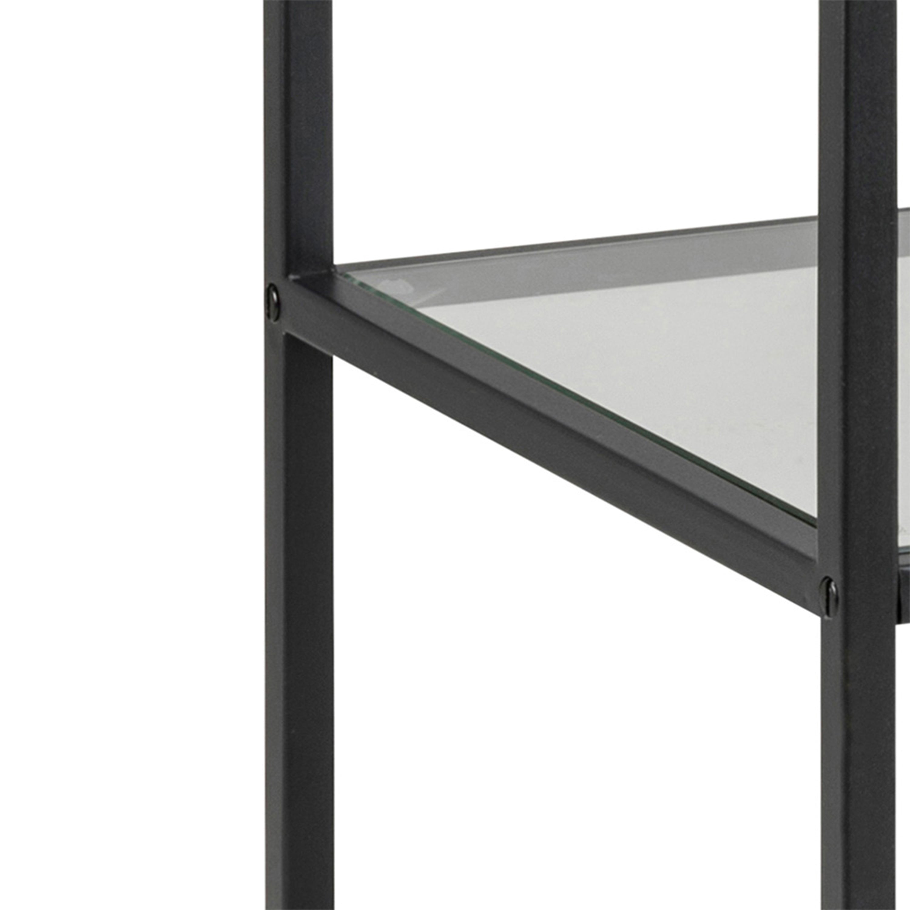 Seaford Narrow Black Metal Bookcase with 2 Glass Shelves – FTG, view 5