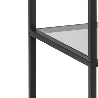 Seaford Narrow Black Metal Bookcase with 2 Glass Shelves – FTG, view 5