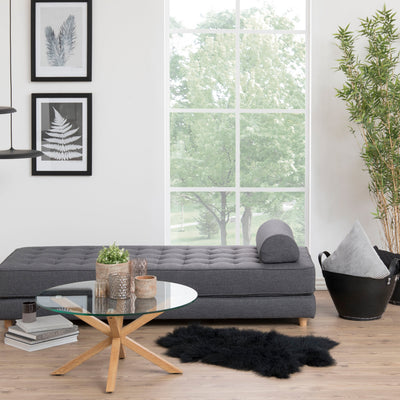 Heaven Round Coffee Table with Smoked Glass Top and Oak Legs – FTG, view 3