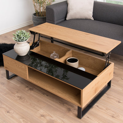 Azalea Lift Up Coffee Table in Black & Oak – FTG, view 5