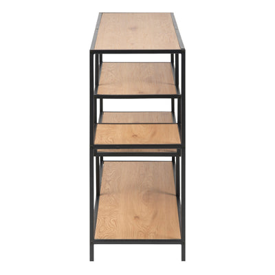 Seaford Wide Black Metal Bookcase with 4 Oak Shelves – FTG, view 3