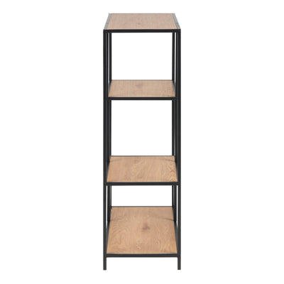 Seaford Black Metal Asymmetrical Bookcase with 3 Oak Shelves – FTG, view 3