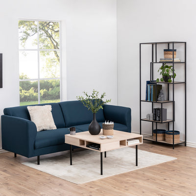 Seaford Tall Black Metal Bookcase with 5 Oak Shelves – FTG, view 4