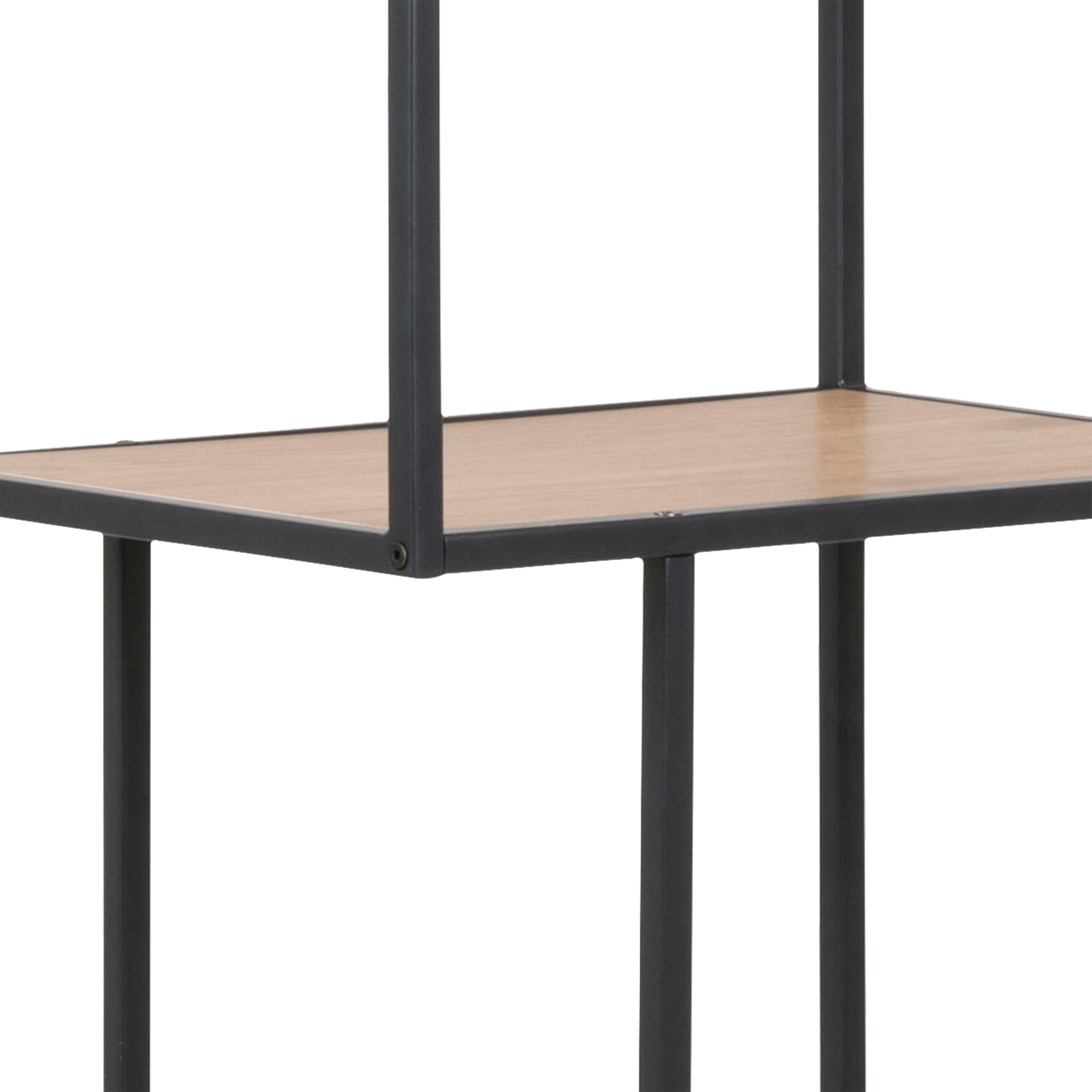 Seaford Tall Black Metal Bookcase with 5 Oak Shelves – FTG, view 9