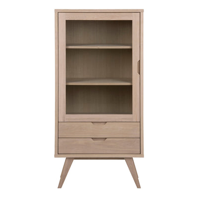A-Line Display Cabinet with 2 Drawers and 2 Shelves in White Oak – FTG, view 2