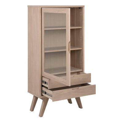 A-Line Display Cabinet with 2 Drawers and 2 Shelves in White Oak – FTG, view 4