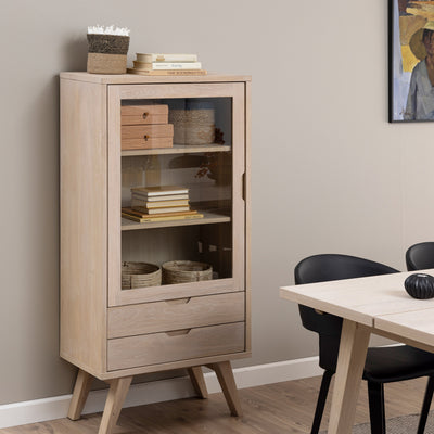 A-Line Display Cabinet with 2 Drawers and 2 Shelves in White Oak – FTG, view 6