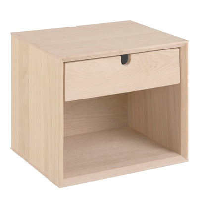 Century 1 Drawer Wall Mounted Bedside Table in White Oak – FTG, view 2