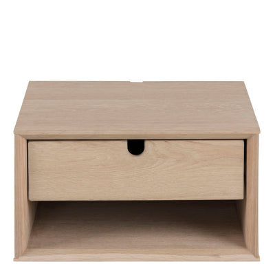 Century 1 Drawer Wall Mounted Bedside Table in Oak – FTG, view 2