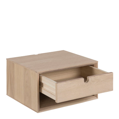 Century 1 Drawer Wall Mounted Bedside Table in Oak – FTG, view 3