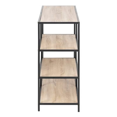 Seaford Wide Black Metal Bookcase with 4 Sonoma Oak Shelves – FTG, view 3