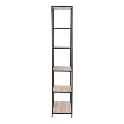 Seaford Tall Black Metal Bookcase with 5 Sonoma Oak Shelves – FTG, view 3