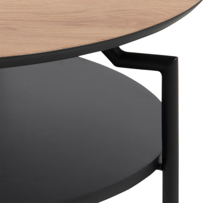 Goldington Round Coffee Table with Oak Top & Black Legs – FTG, view 7
