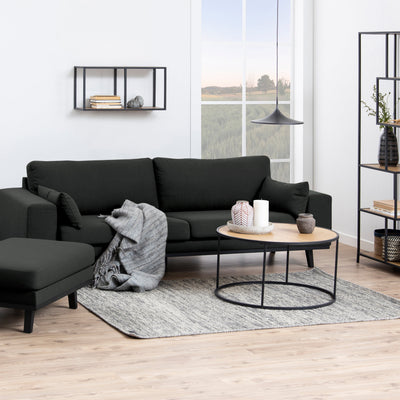 Seaford Black Metal Round Coffee Table with Oak Top – FTG, view 5