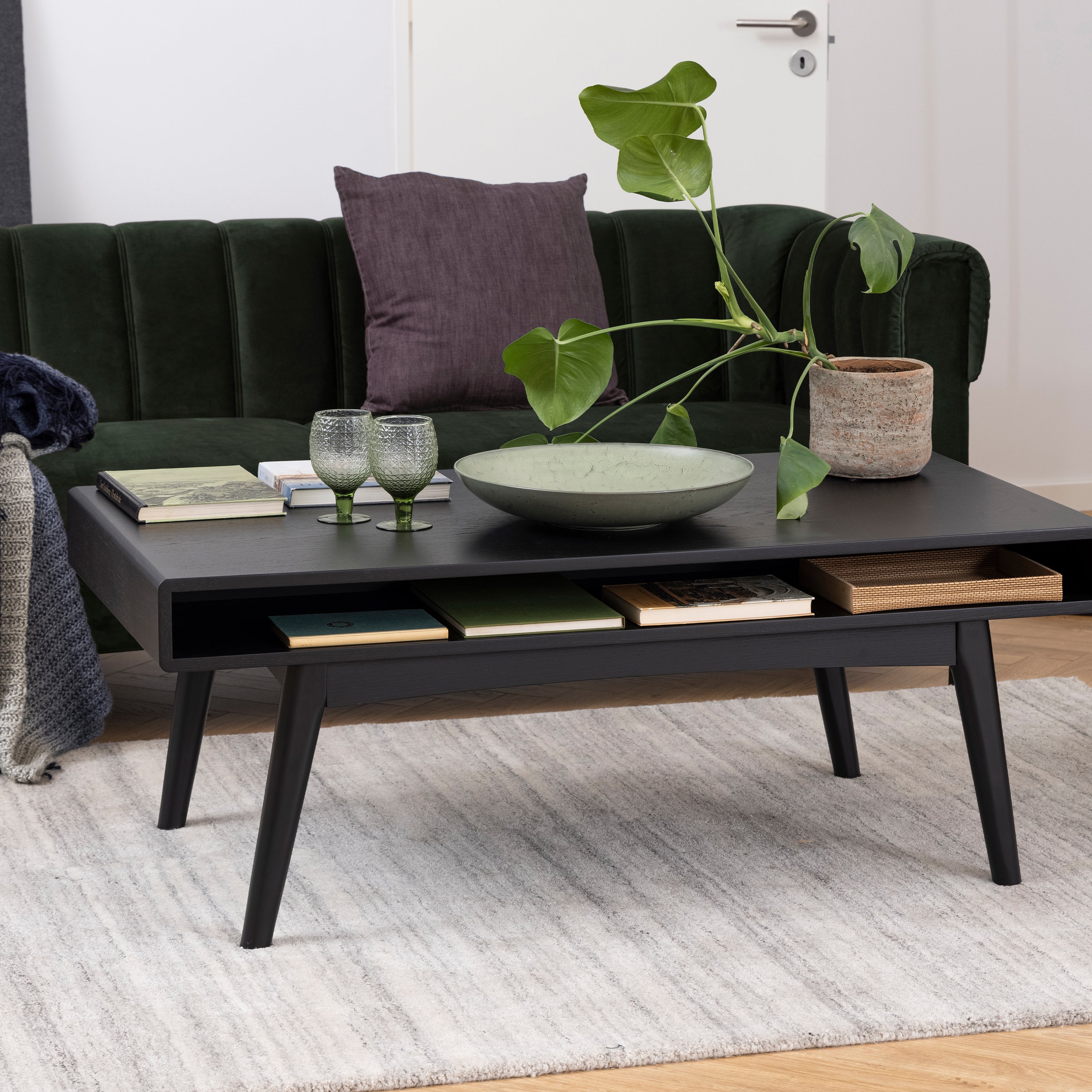 Marte Coffee Table with Open Shelf in Black – FTG, view 3