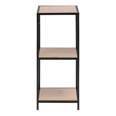 Seaford Narrow Black Metal Bookcase with 2 Oak Shelves – FTG, view 2
