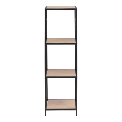 Seaford Narrow Black Metal Bookcase with 3 Oak Shelves – FTG, view 2