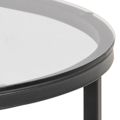 Cross Round Metal Side Table with Smoked Glass Top – FTG, view 5