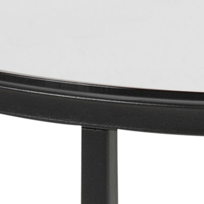 Cross Round Metal Side Table with Smoked Glass Top – FTG, view 6