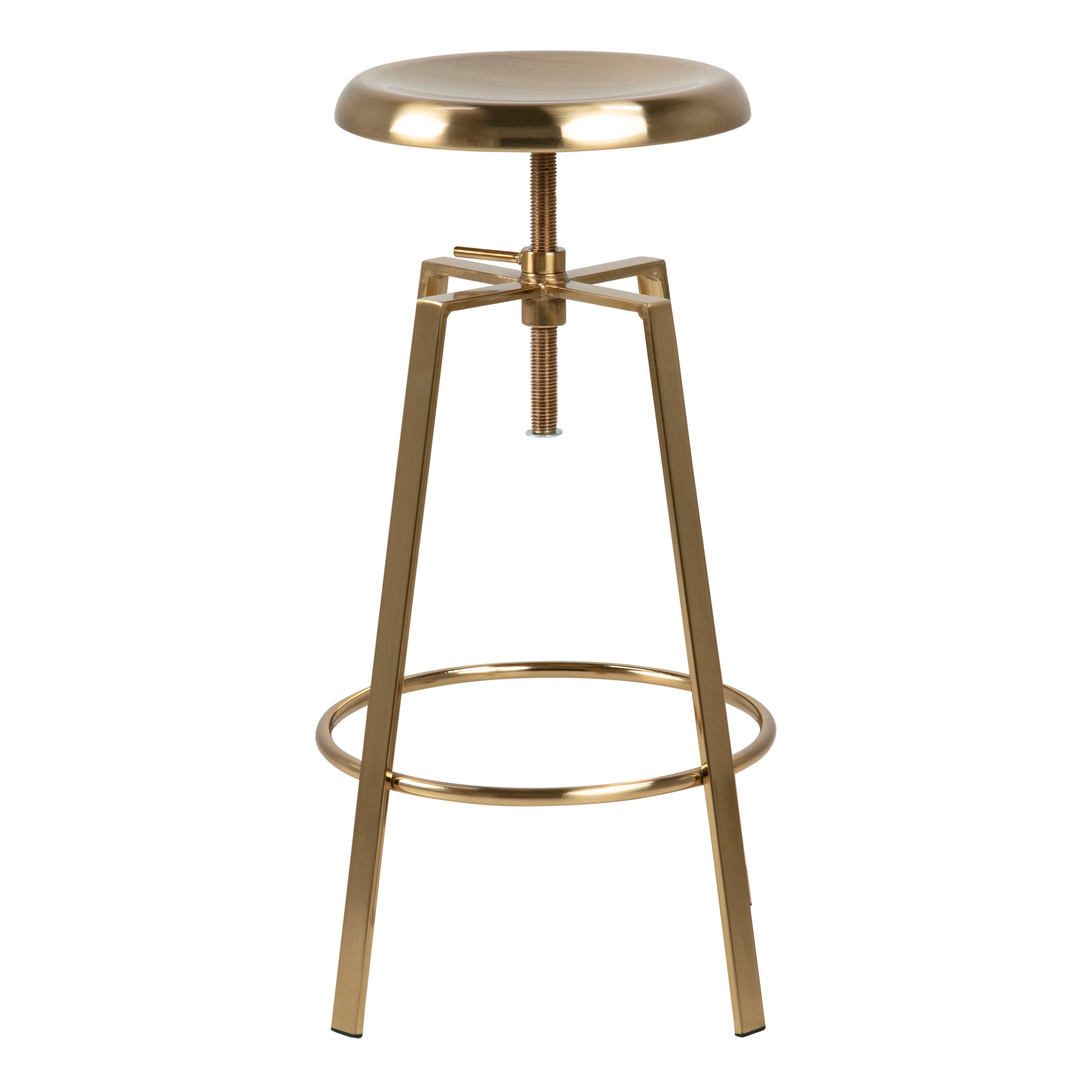 Goose Bar Stool Without Back in Gold Brushed Steel With Adjustable Height – FTG, view 2