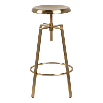 Goose Bar Stool Without Back in Gold Brushed Steel With Adjustable Height – FTG, view 2