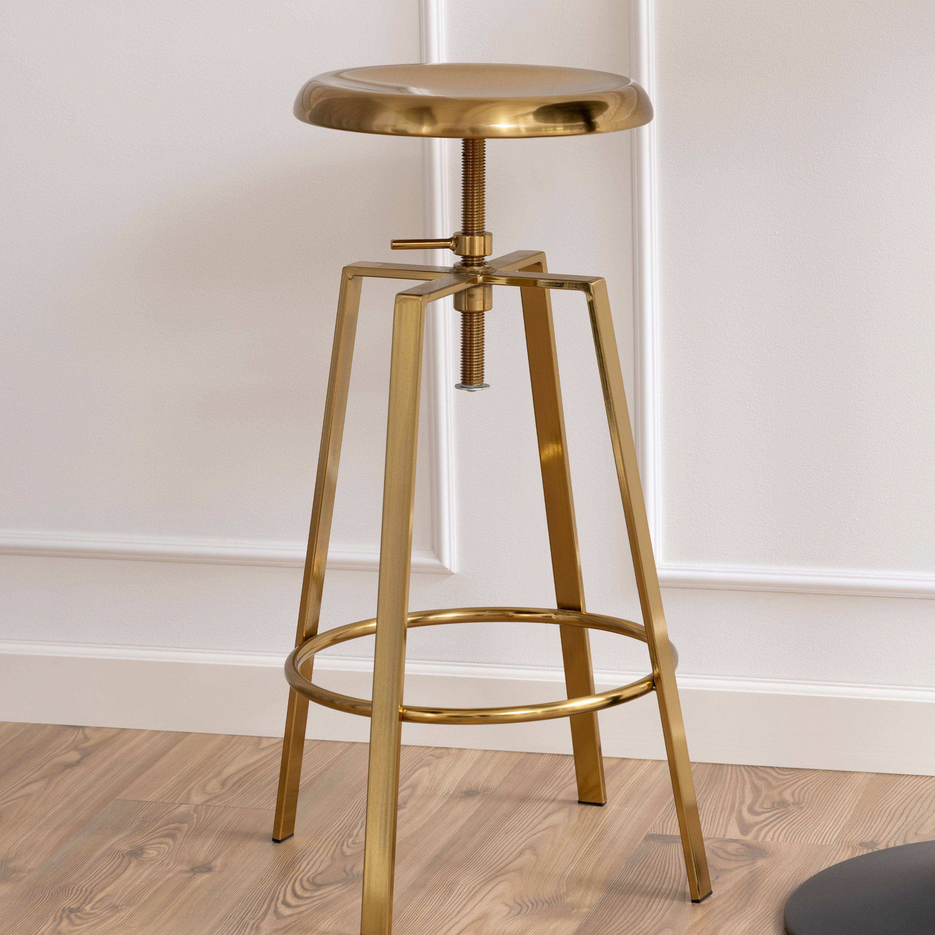 Goose Bar Stool Without Back in Gold Brushed Steel With Adjustable Height – FTG, view 6