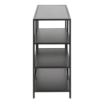 Seaford Wide Black Metal Bookcase with 4 Black Oak Shelves – FTG, view 3