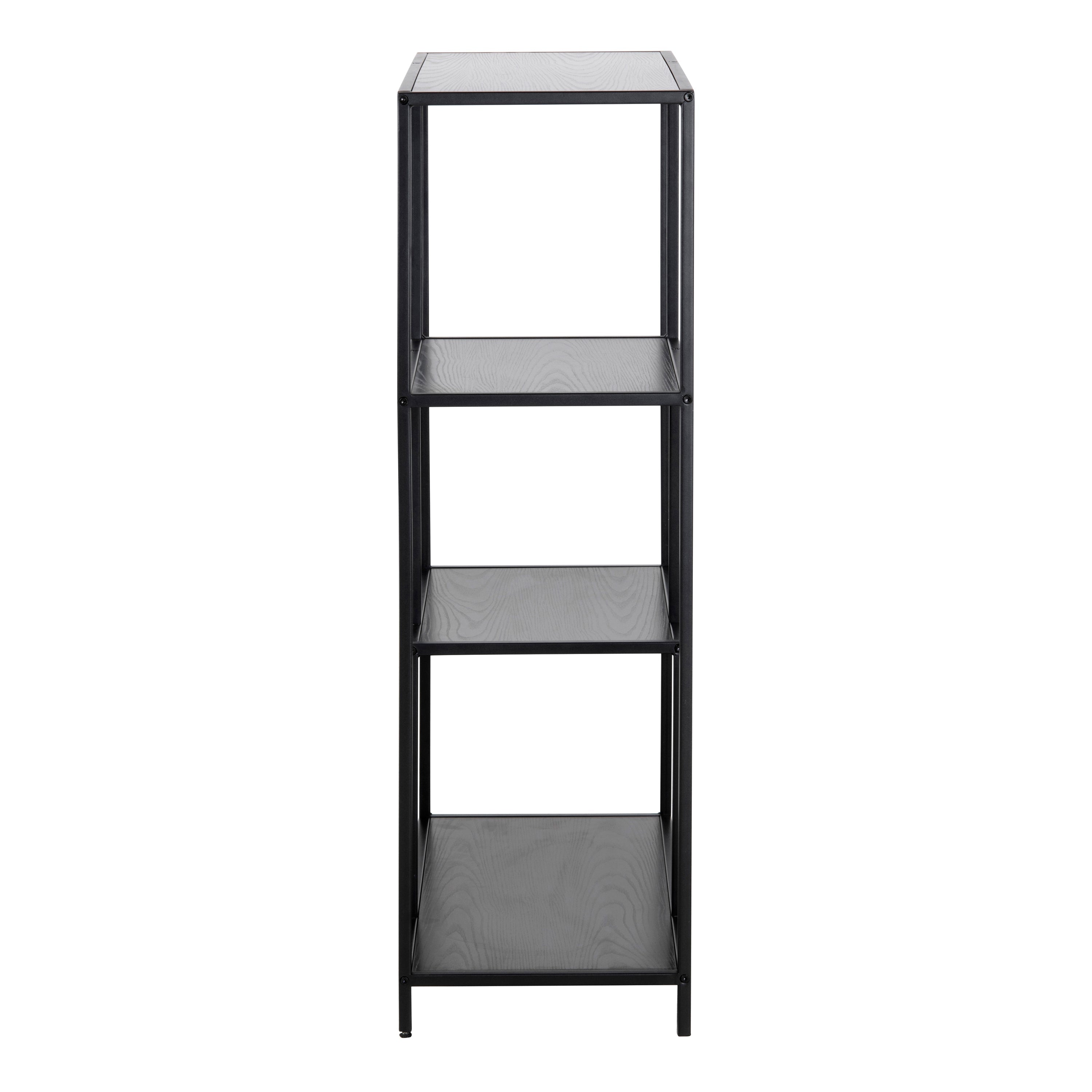 Seaford Black Metal Asymmetrical Bookcase with 3 Black Shelves – FTG, view 3
