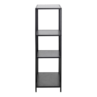 Seaford Black Metal Asymmetrical Bookcase with 3 Black Shelves – FTG, view 3
