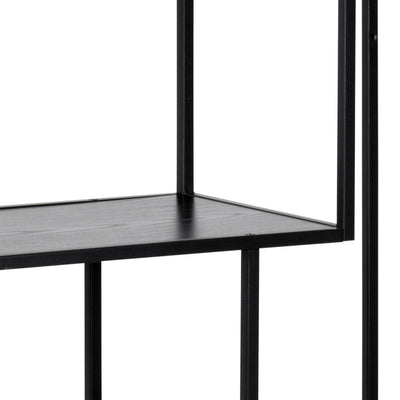 Seaford Black Metal Asymmetrical Bookcase with 3 Black Shelves – FTG, view 8