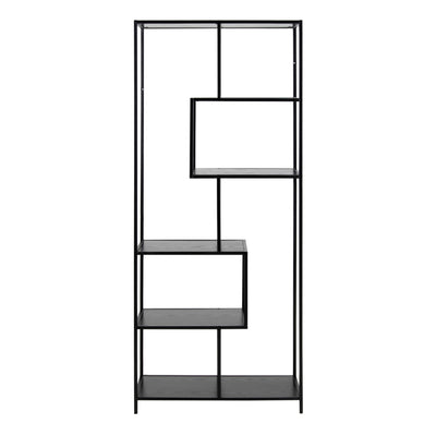 Seaford Tall Black Metal Bookcase with 5 Black Shelves – FTG, view 2