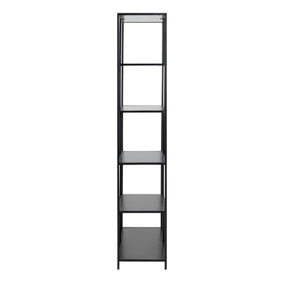 Seaford Tall Black Metal Bookcase with 5 Black Shelves – FTG, view 3