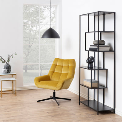 Seaford Tall Black Metal Bookcase with 5 Black Shelves – FTG, view 4