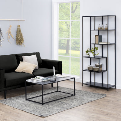 Seaford Tall Black Metal Bookcase with 5 Black Shelves – FTG, view 5