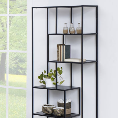 Seaford Tall Black Metal Bookcase with 5 Black Shelves – FTG, view 6